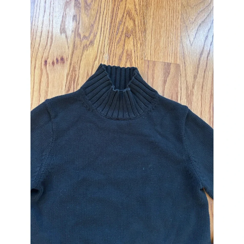 J.Crew Womens Mock Neck Cotton Knit Sweater Black Ribbed Trim Size S Long Sleeve - Picture 3 of 6